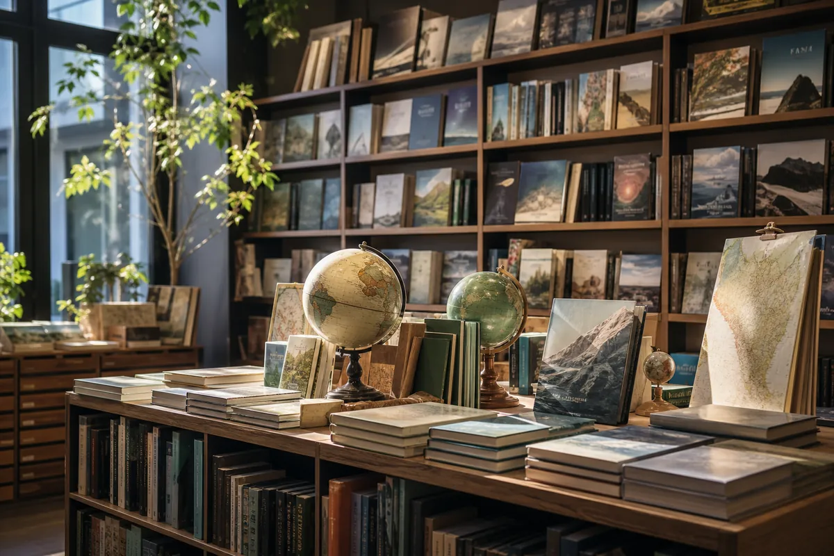 Rayon voyage et sciences dans une librairie